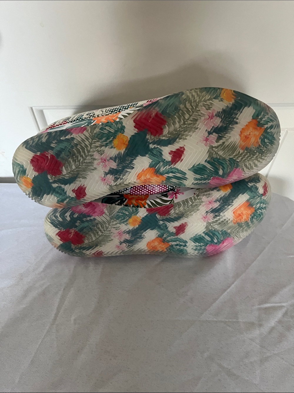 NOBULL White Kids Sneakers with Pink, Green & Orange Floral Print - Picture 6 of 6